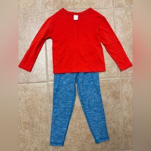 Hanna Andersson Bright Red long sleeve and Blue sport legging set size 5/110cm